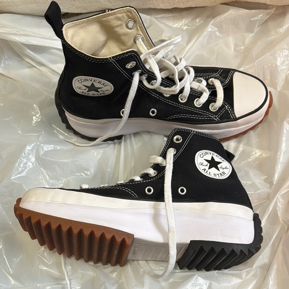Converse Black and White Platform High-Top Sneakers